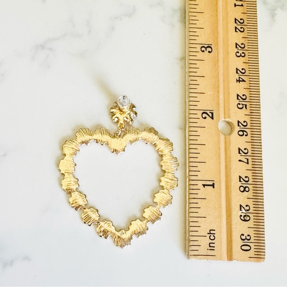 2/$30🌵 Gold Flower Rhinestone Heart Earrings Bohemian Boho Jewelry Gift NEW - Picture 6 of 7